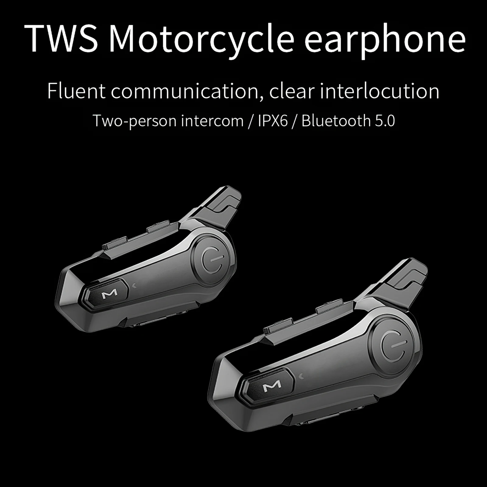

Helmet Bluetooth Headset Waterproof Motorcycle E1 Multi-functional Stereo TWS Headphones Clear for Half Full Helmet Microphone