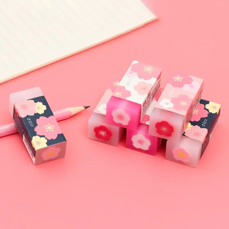 3 Pcs/set Lovely Cherry Blossoms Rubber Erasers Sakura Petal Sketch Painting Pencil Correction Tool School Office Stationery | Канцтовары
