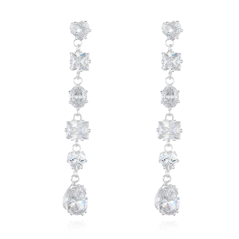 

YFJEWE Shiny Marquise geometry Cubic Zirconia CZ Crystal drop Earrings for Women Wedding Bride Party Wearing E737