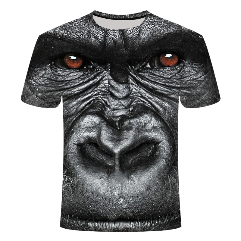 

2021 summer 3D printing animal exaggerated monkey gorilla short sleeve funny round neck casual top men's t-shirt S-6XL