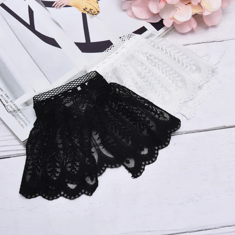 

Women Girl Fake Flare Sleeves Floral Lace Pleated Ruched False Cuffs Sweater Blouse Apparel Wrist Warmers With Faux Pearl Button