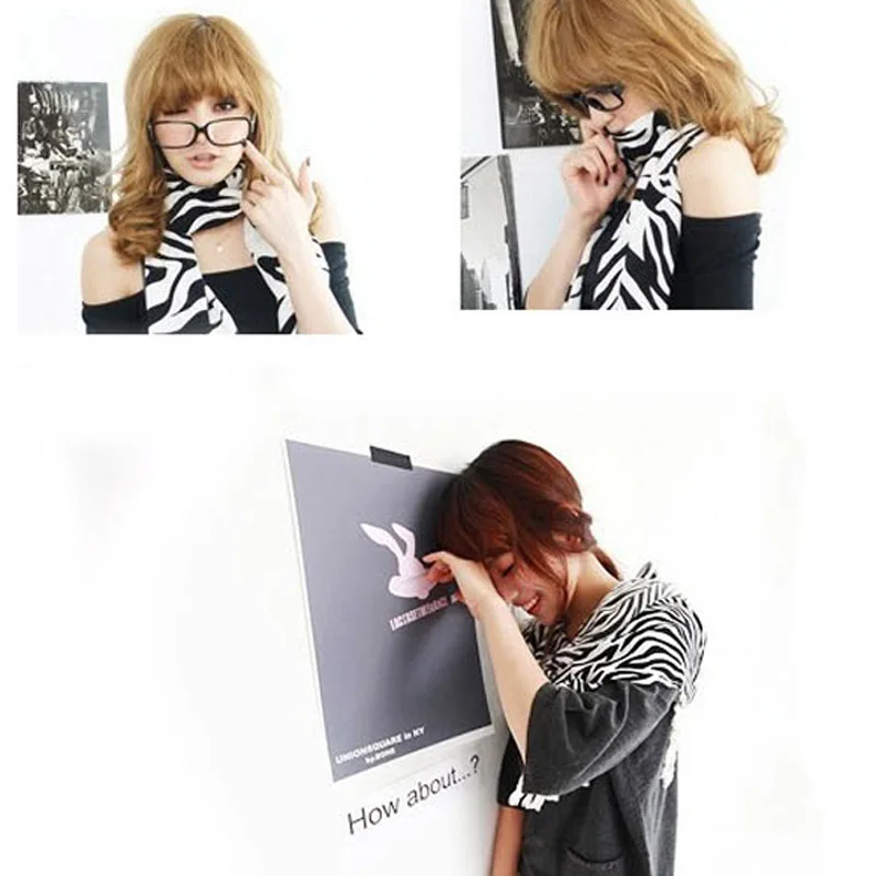 Модный женский шарф с принтом зебрзебры длинные шифоновые шарфы в крупную