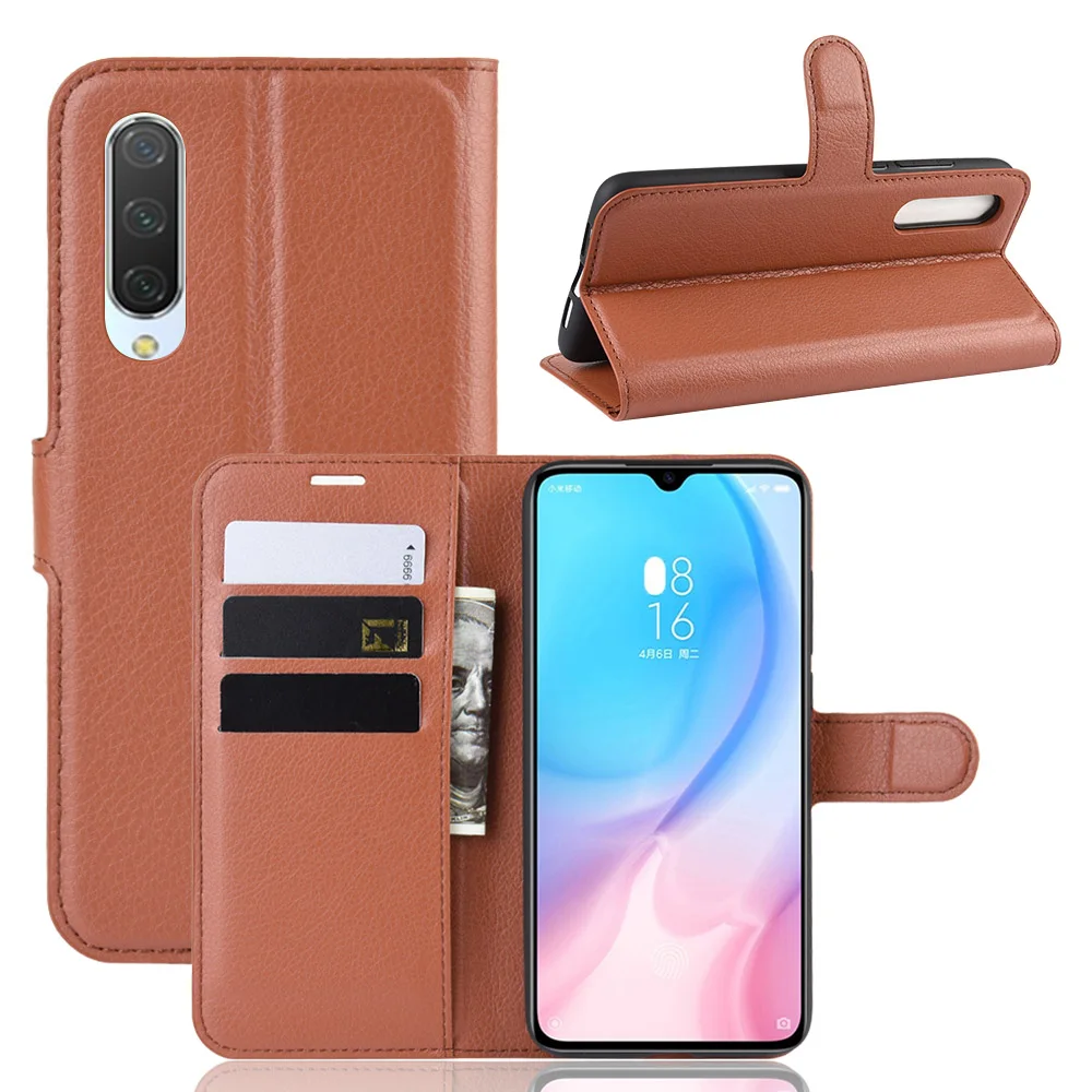 Protective Case Flip Leather Back Cover For Xiaomi Mi CC9e Book Style Stand CC9 Phone | Мобильные телефоны и аксессуары