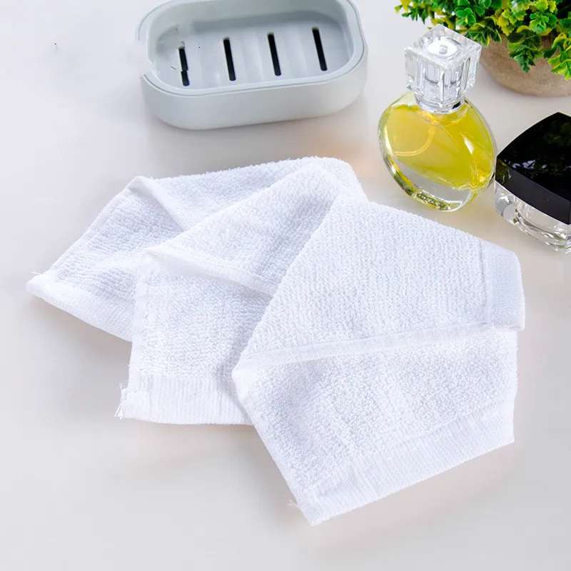 

Hot sell wholesale Kindergarten pure cotton children's square towel white small towel 20*20cm household wipes with Lanyard 3pcs