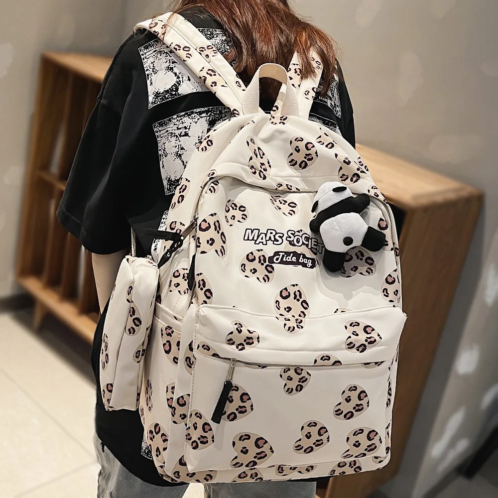 

Cute Girl Fashion Cartoon Print Backpack Waterproof Nylon Ladies School Bag Kawaii Female Laptop Women Backpacks College Student