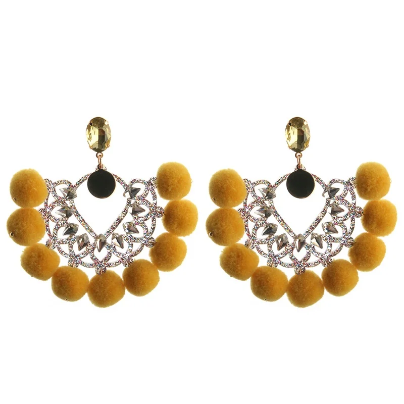 

Drop Resin Earrings Big Hairball Earring Crystal Earring Large Long Brinco Ear Accessories Oorbellen Christmas Gift