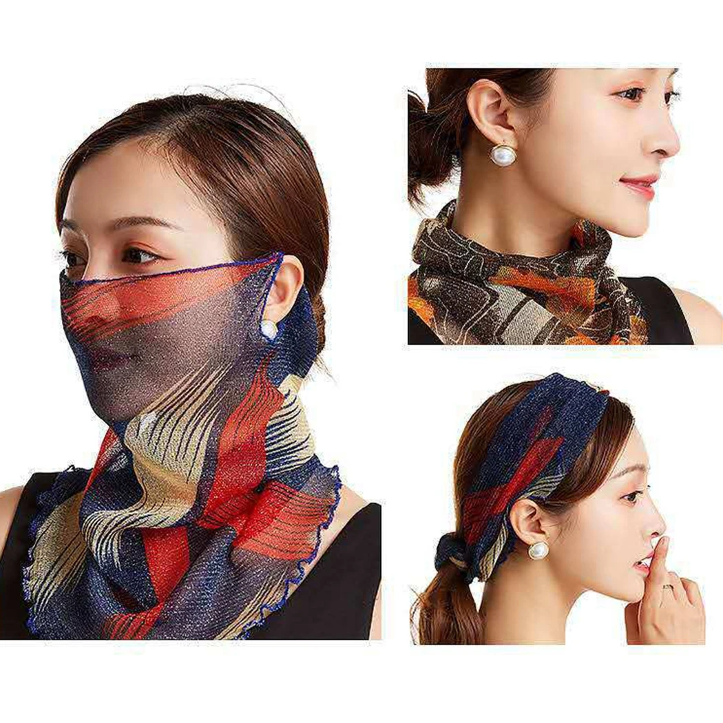 

Women Girls Scarf Sun-proof Decorative Ethnic Necklace Scarf Infinity Scarf for Summer Multi-function Hanging Ear Neck Scarf