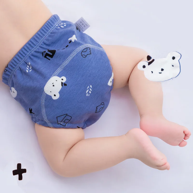 6-Layers Baby Cotton Diaper Cartoon Print Leakproof Nappy Infant Baby Training Pants Waterproof Toddler Pant Baby Diapers