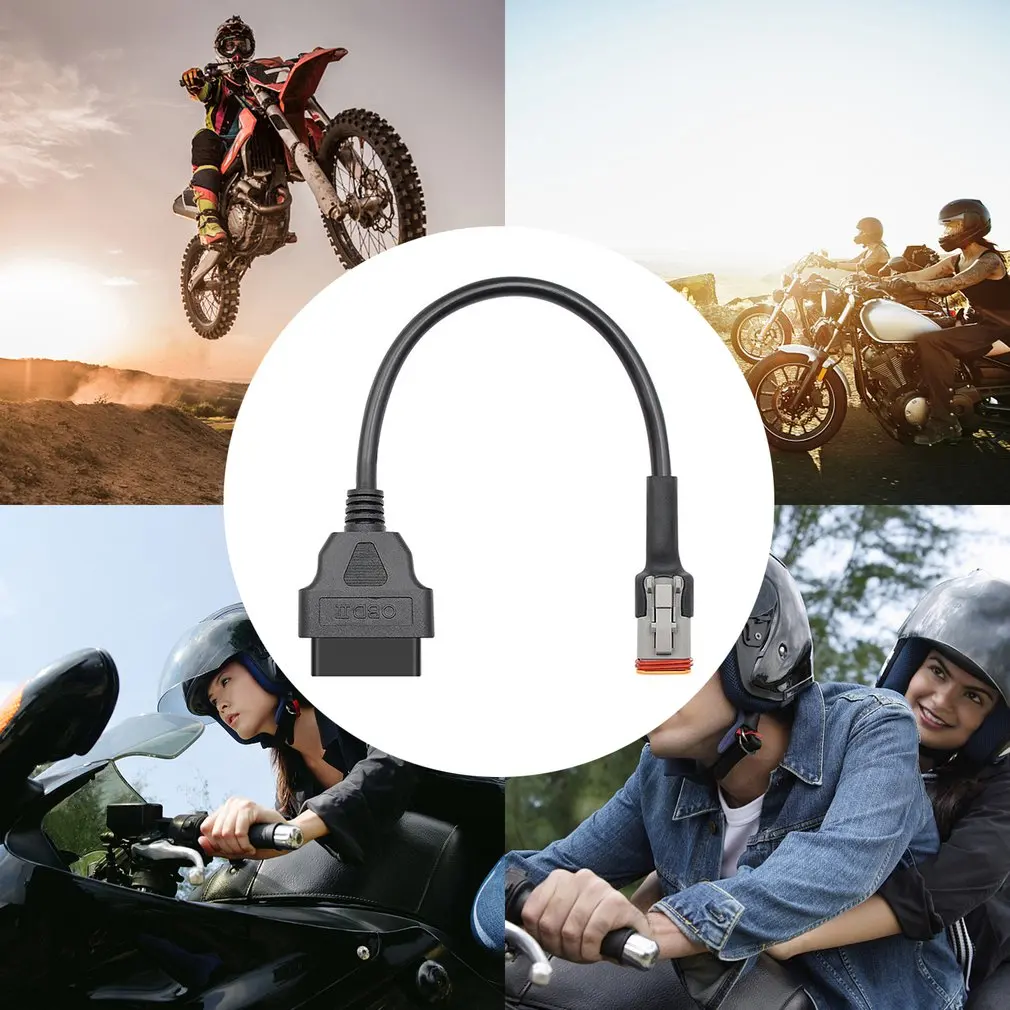 

Кабель OBD2 для мотоцикла, совместимый с мотоциклом, 6-контактный разъем OBD II, диагностический кабель, 6-контактный адаптер