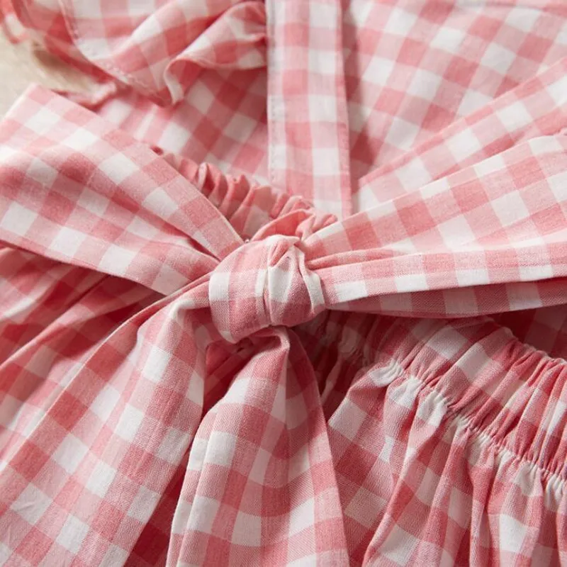 Летнее платье для маленьких девочек эксклюзивная детская одежда клетчатое с