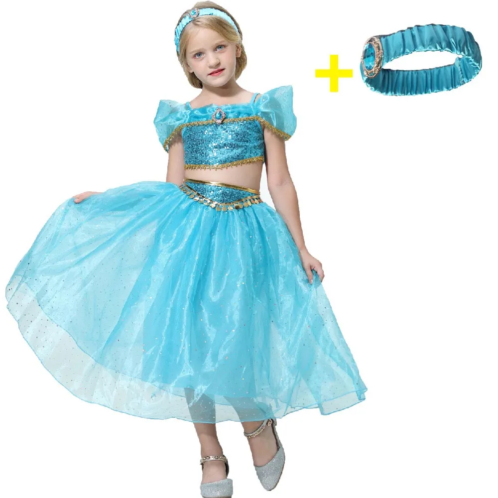 Детские костюмы для косплея аниме Аладдин Принцесса Жасмин комбинезон девочек