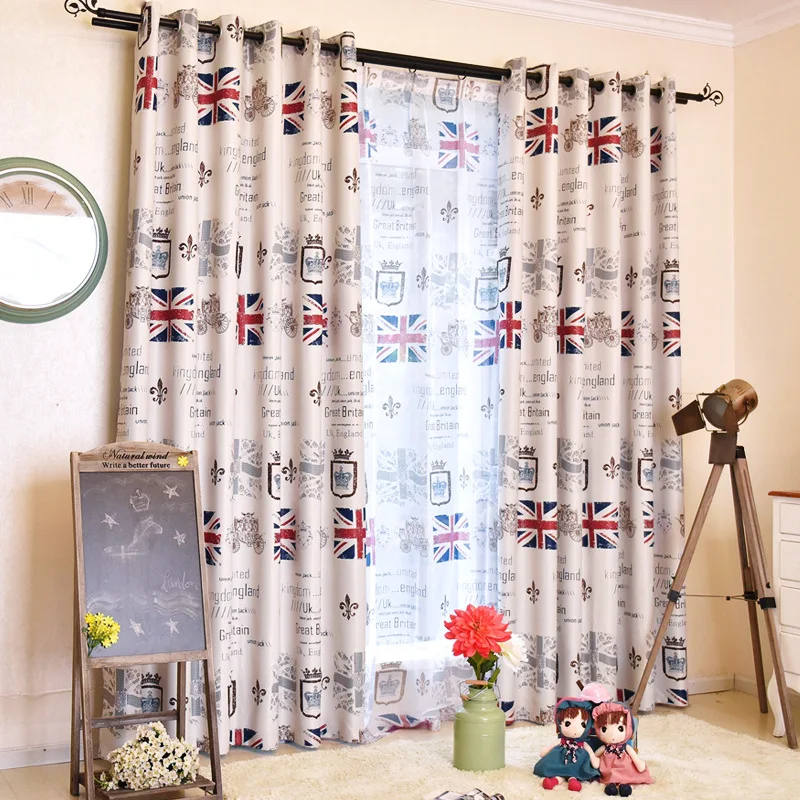 Британский стиль национальный флаг Детская занавеска С мультяшным принтом