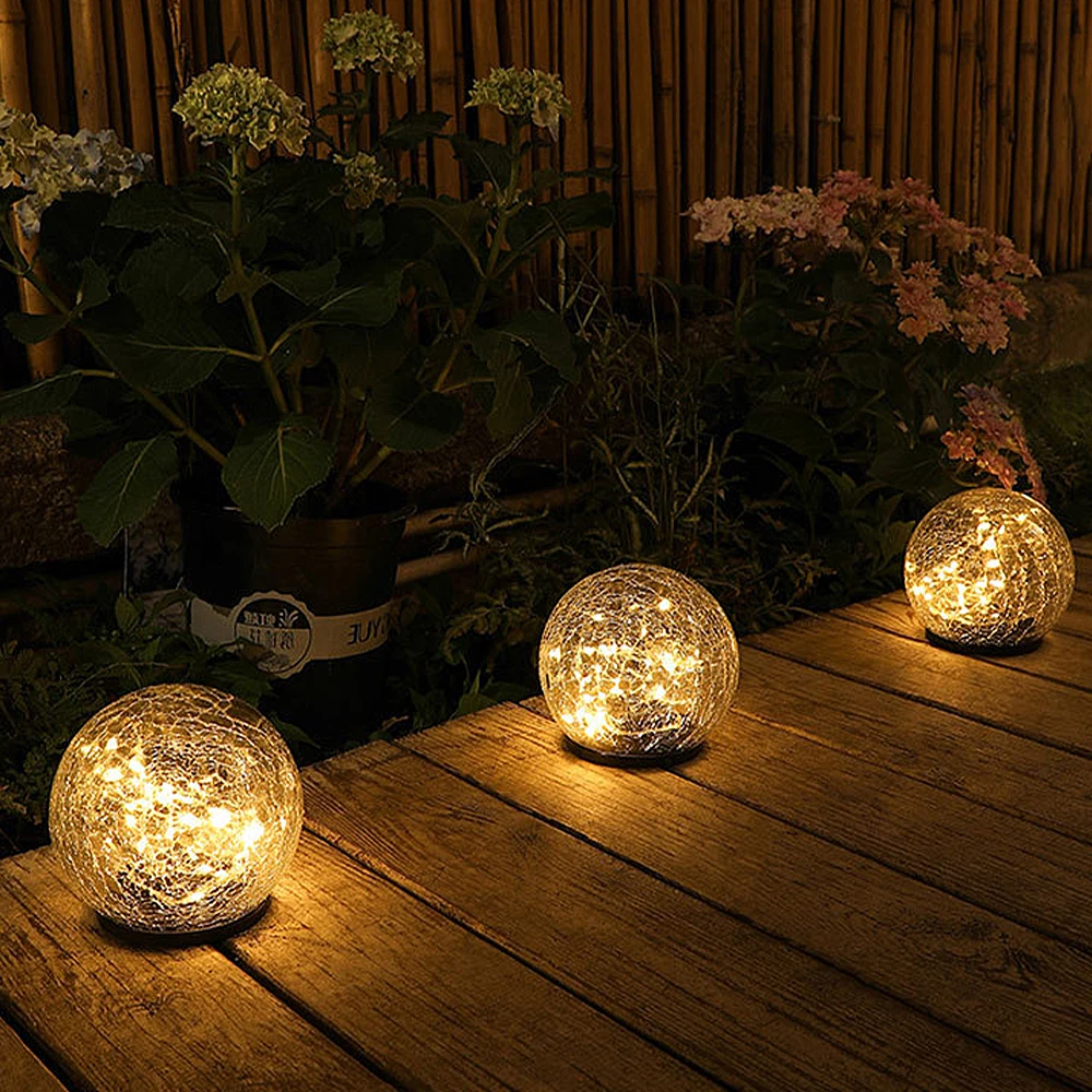 

20 LED Solar Light Buried Light Outdoor Cracked Glass Ball Garden Light Waterproof Decorated Patio Lawn Stairs Underground Lamp