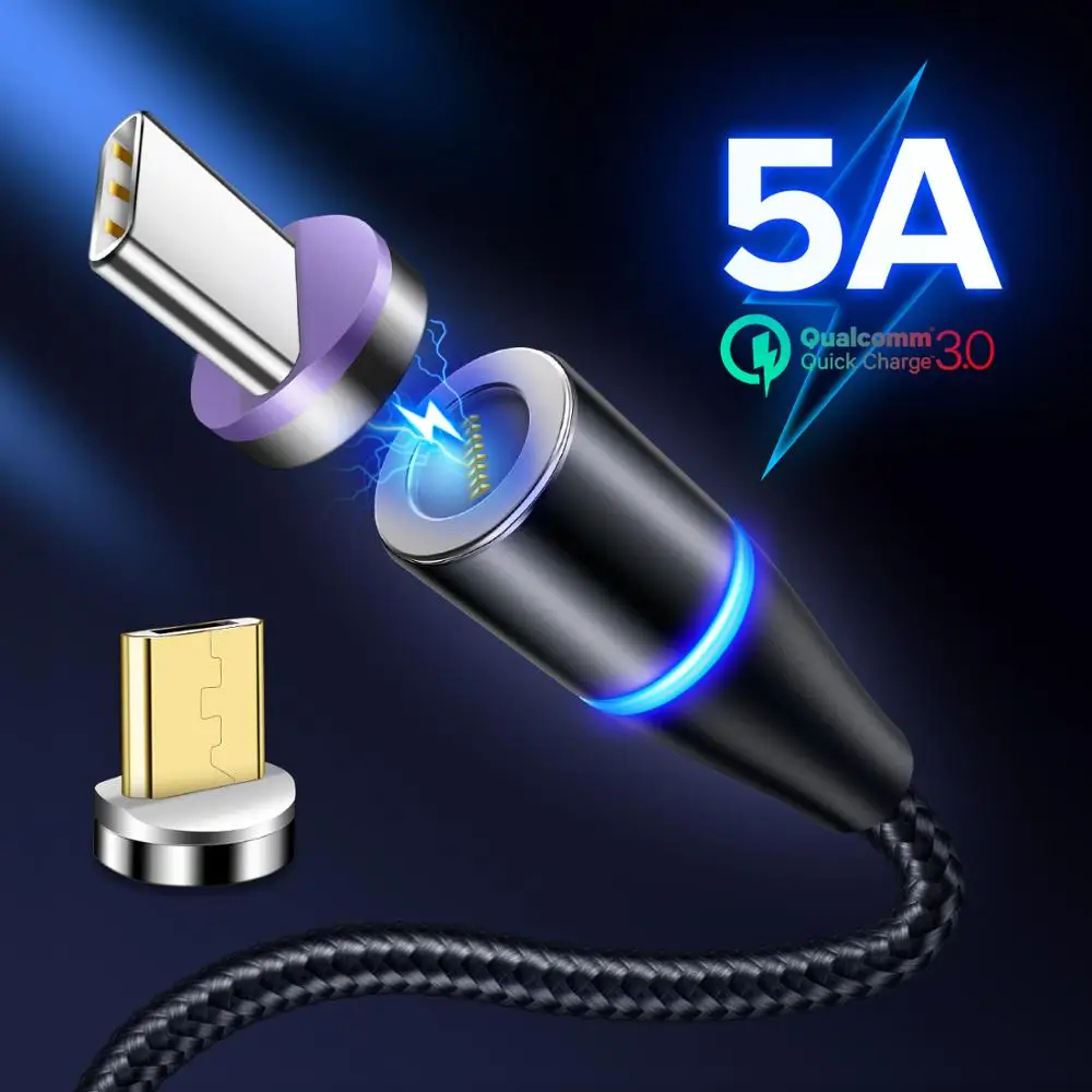 Магнитный зарядный кабель 5A с разъемом usb type C для huawei P30 P20 P10 mate 20 10 Pro Lite Honor