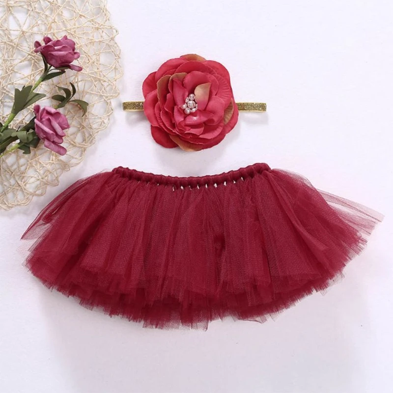 Conjunto de falda mullida con diadema para reci&eacute;n nacido, conjunto ideal para cumplea&ntilde;os o fiesta, estudios fotogr&aacute;ficos para crear diversi&oacute;n-0