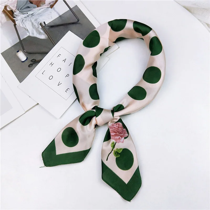 60*60 см женский квадратный шелковый шарф в крупный горошек с принтом бабочки