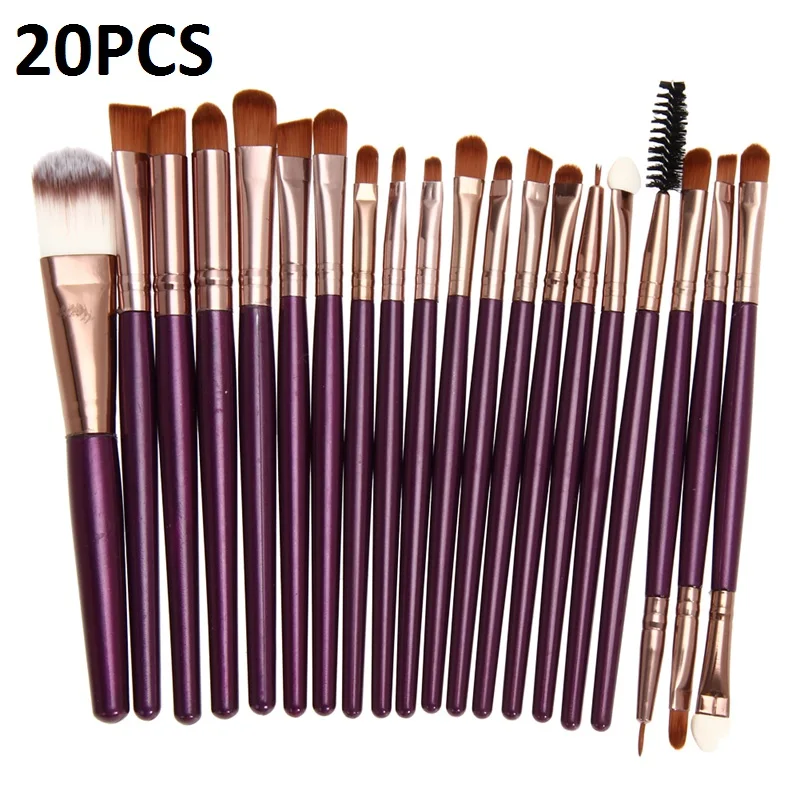 20pcs 15/20 шт. набор кистей для макияжа, инструменты для макияжа, косметический набор, набор для макияжа с деревянными ручками, брендовый набор кистей для макияжа Pincel Maleta De Maquiagem профессиональный - Handle Color: 20pcs