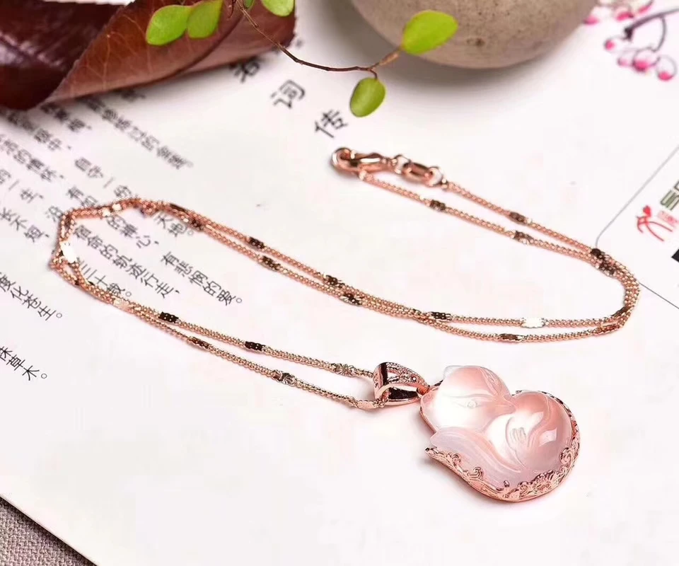 Цепочка с подвеской в виде светильник ды из розового кварца 26 х17 мм|Подвески| |