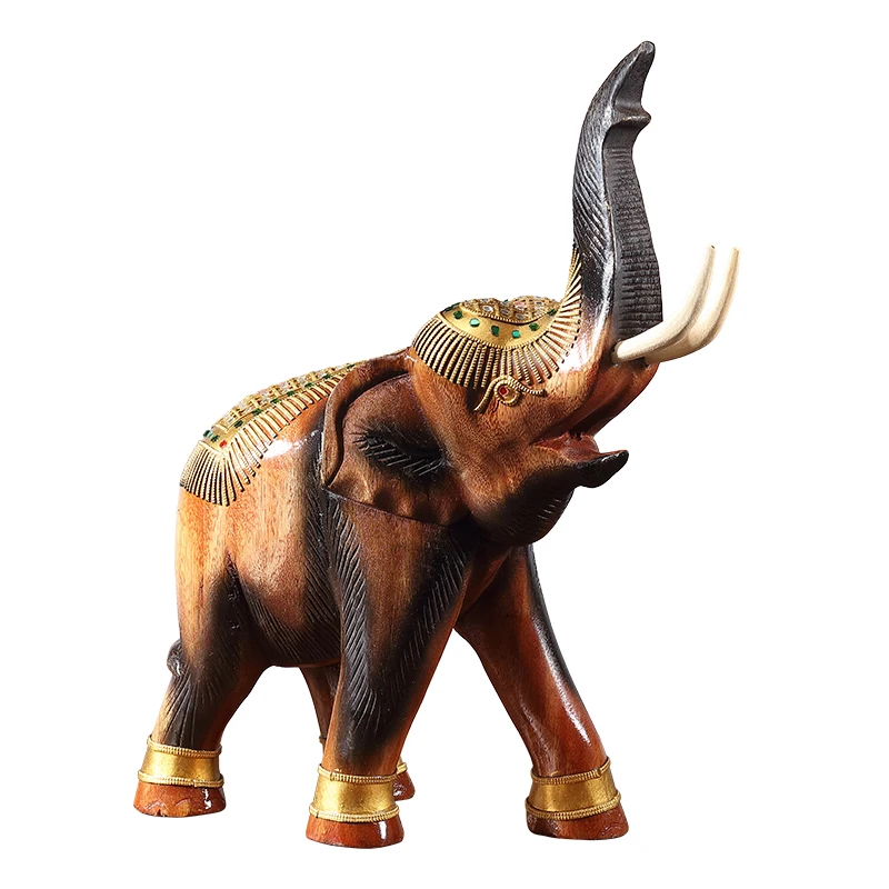 

Elephant Ornaments Solid Wood Carving Southeast Asian Decorations Living Room Fortune Town House Handicraft Equipment Ornaments