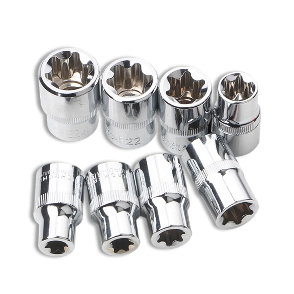 

14 Pieces Female External Star Torx Sockets Set Torque Impact Bit Repairing Tool Parts 1/4 Assortment E5 Garage