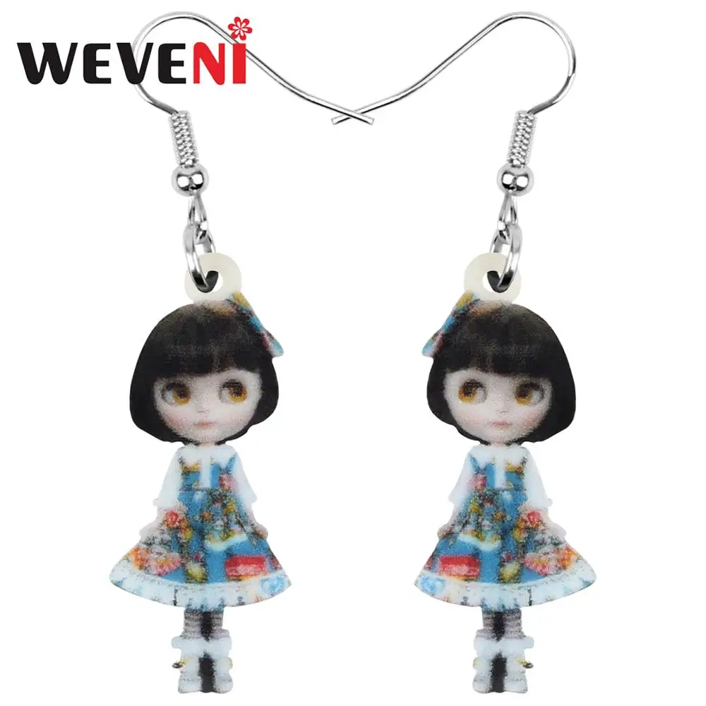 Weveni акриловые в стиле аниме Лолита юбка кукла Японская девочка серьги подвески