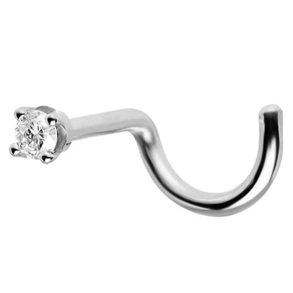 Серьги-гвоздики из хирургической стали с цирконом для пирсинга носа