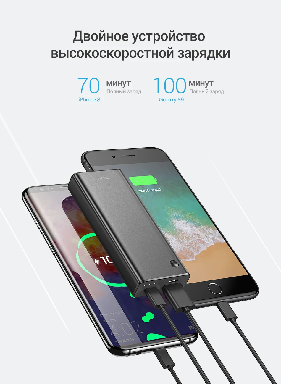 DIVI 10000 мАч, мини внешний аккумулятор, портативное зарядное устройство типа C, 3 А, быстрая зарядка для iPhone, Xiaomi Mi 9, внешний аккумулятор, зарядное устройство