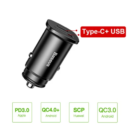 Baseus Быстрая зарядка 4,0 3,0 USB Автомобильное зарядное устройство для iPhone 11 Pro Max Xiaomi huawei SCP QC QC4.0 QC3.0 C PD быстрое автомобильное зарядное устройство для телефона - Plug Type: Type C USB Black