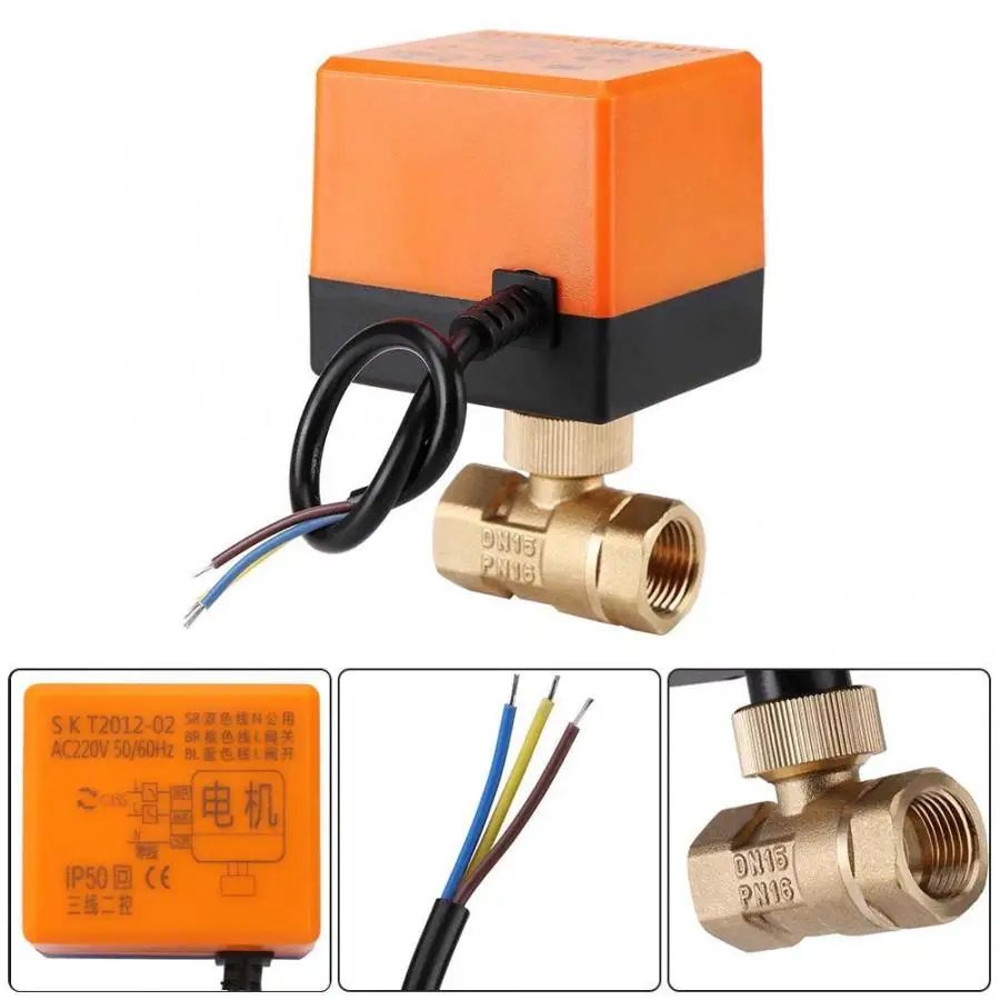 DN15 DN25 латунный Электрический моторизованный шаровой клапан 2-ходовой 3-проводной