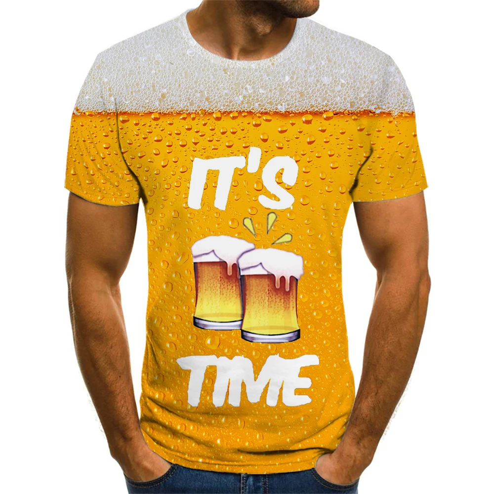 

Beer 3D printing T-shirt men's and women's T-shirts Fun novelty T-shirts short-sleeved tops Unisex clothing Hot sale 3D T-shirts