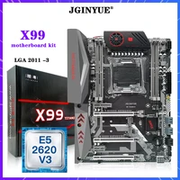 jingyue x99 kit motherboard lga 2011 3 set with xeon e5 2620 v3 processor support ddr4 ecc memory m 2 sata m 2 nvme titanium d4