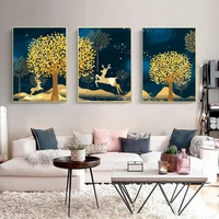 gatyztory 3pcset diy painting by numbers golden deer animal paint by numbers for adults nordic style home wall art picture art