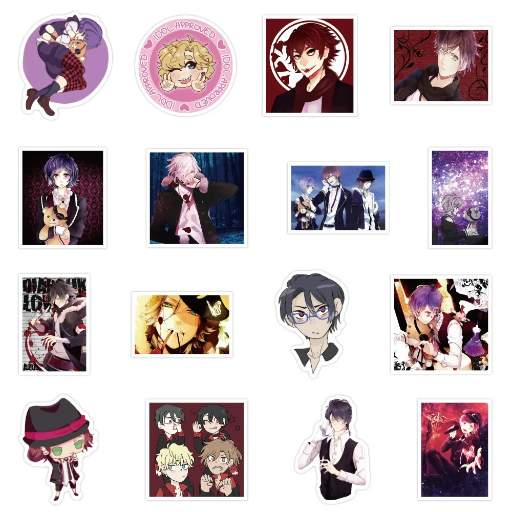 Pegatinas de dibujos animados de Anime DIABOLIK LOVERS, pegatinas de PVC impermeables de monopat&iacute;n Graffiti para ordenador port&aacute;til, Notebook y coches, 50 Uds.-5