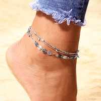3pcs set bohemian multilayer beads anklets for women fashion sequins anklet bracelet on leg ankle female foot jewelry gift