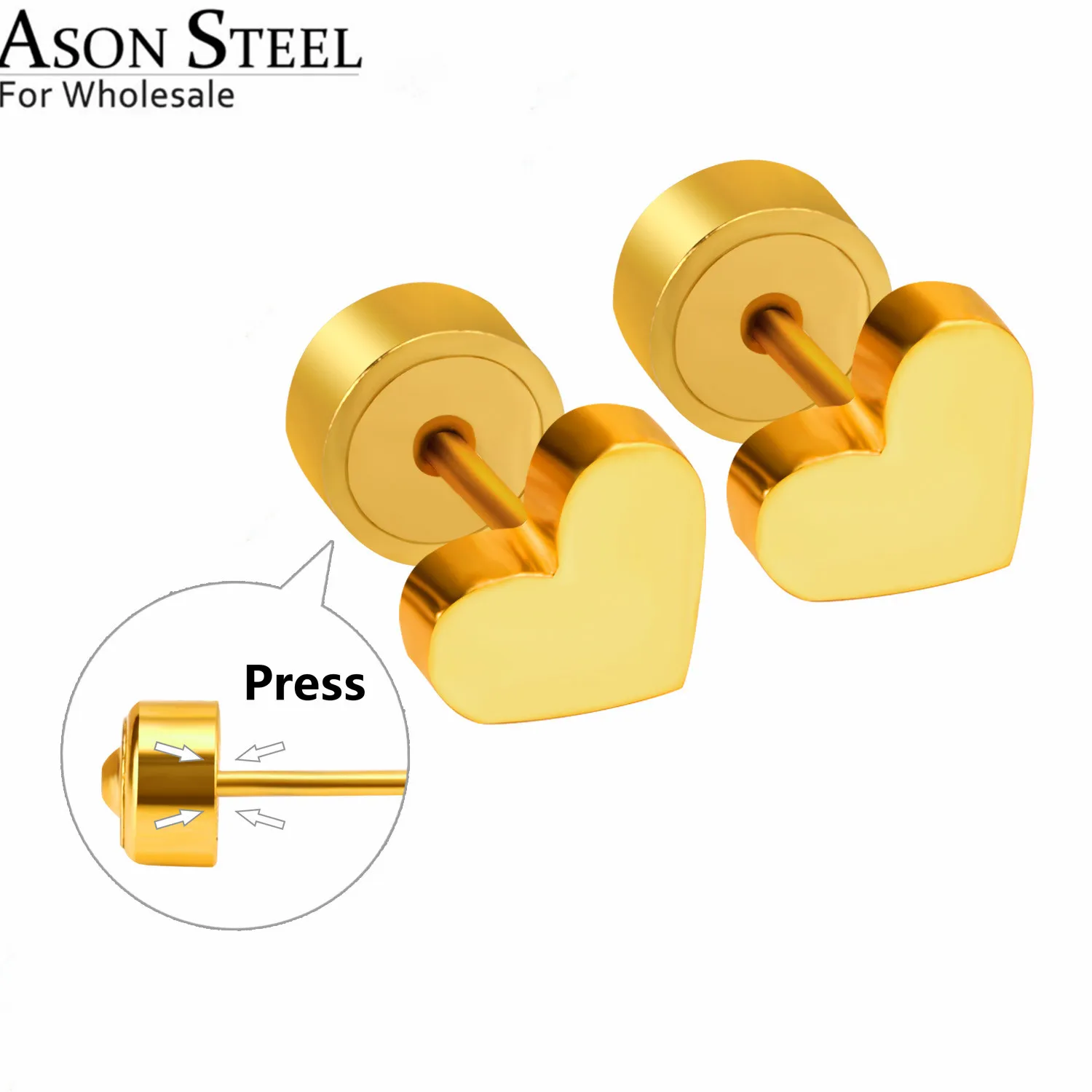ASONSTEEL 316L Stainless Steel Heart Small Stud Earrings Set Jewelry for Women Men Gold Silver Color Children Earring | Украшения и