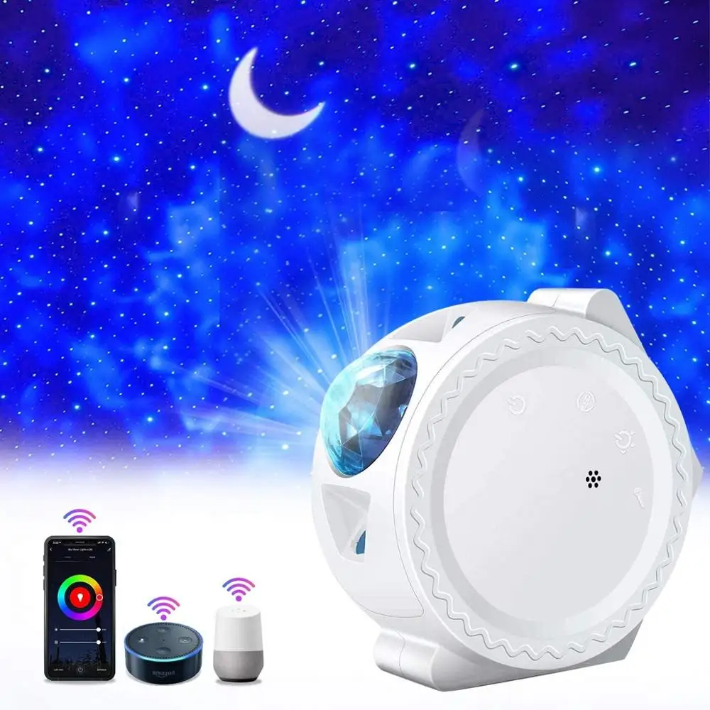 Smart life wifi APP starry sky projector galaxy projector stars moon ocean voice music control LED night light lamp for kid gift