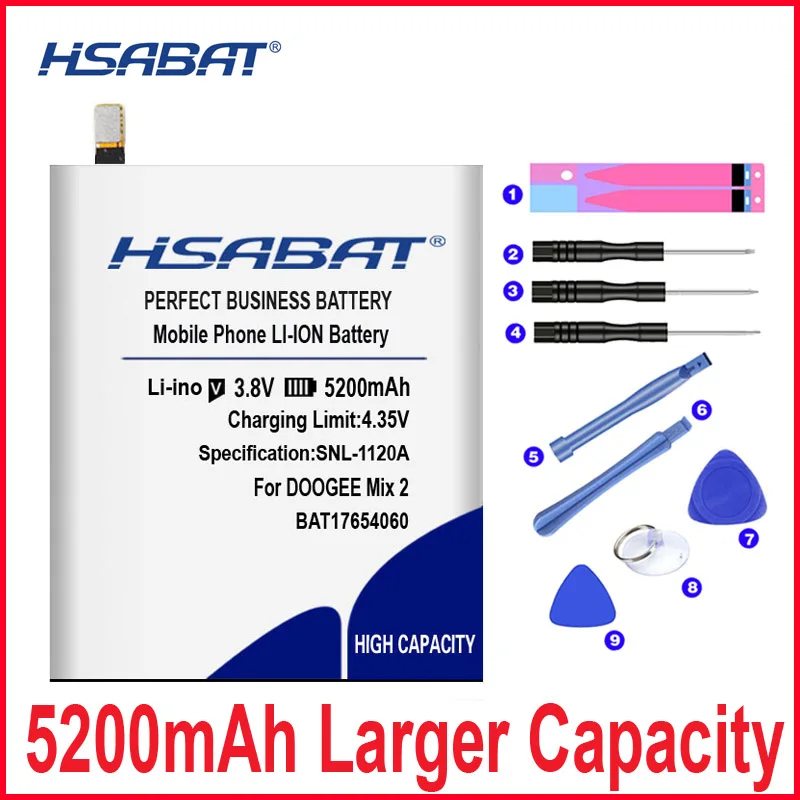Аккумулятор HSABAT 0 Cycle 5200 мАч BAT17654060 Для Doogee Mix 2 высококачественный мобильный