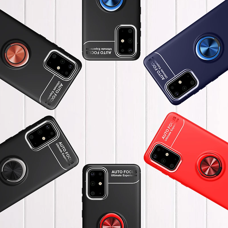 

Soft Silicone Shockproof Case For Oneplus 9R Phone Case Metal Finger Ring Back Cover For One plus 9R