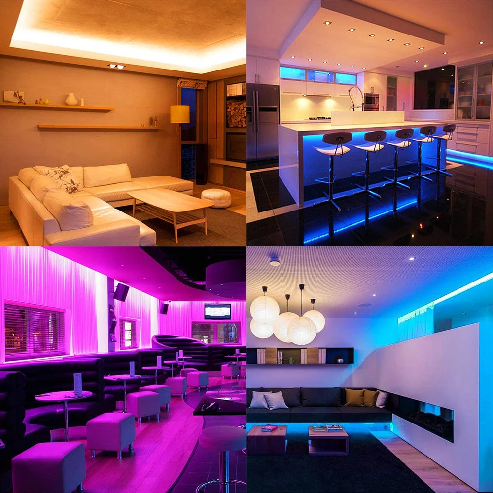 

LED Strip Light Set Music USB RGB Flexible LED Rope Lighting with 44-Keys IR Remote 4Keys BT Controller Timer Cuttable LED Strip