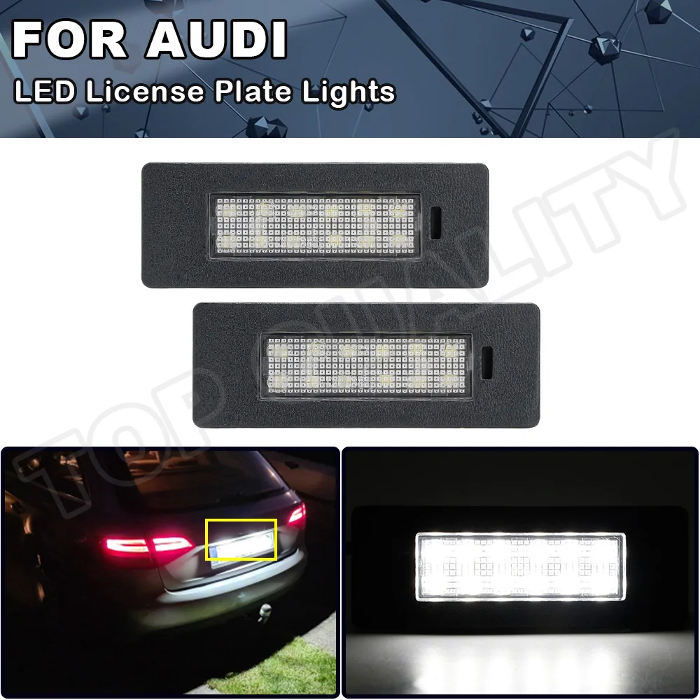 

2X чистый объектив без ошибок 12 В светодиодный светильник номерного знака для Audi A5 S5 Q2 Q5 2016 2017 2018 2019 ксеноновый белый автомобильный светильни...