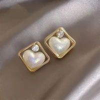 new exquisite heart shaped pearl stud earrings for woman 2021 korean fashion jewelry wedding party girls unusual gold earrings