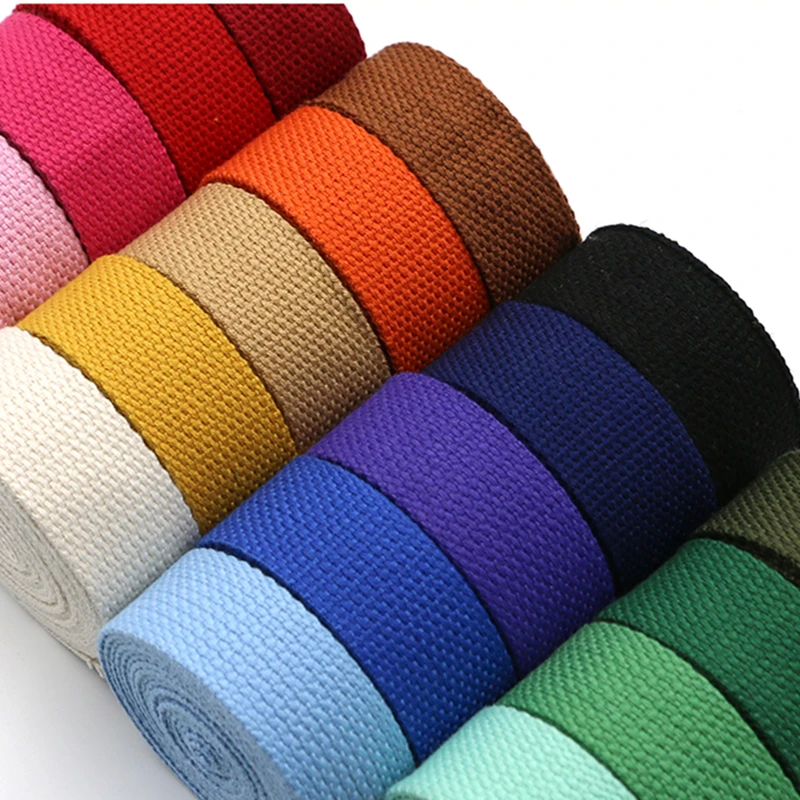 

2.5cm Width 50 Yards/Lot Colored Thickened Cotton Webbing Strap Backpack Canvas Straps Bundle Luggage Accessories
