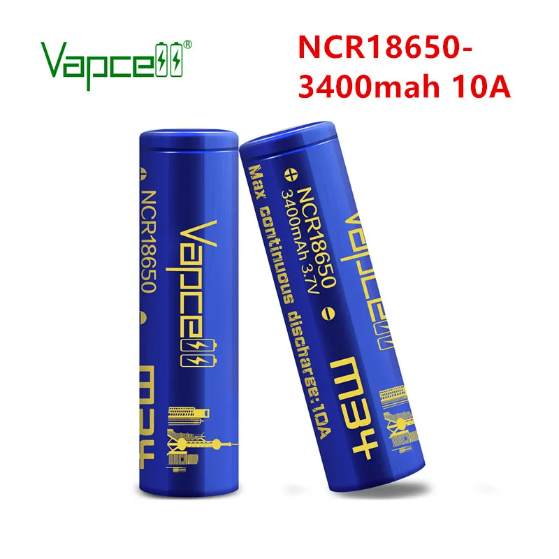 100% Оригинальный Vapcell 18650 3400mah 10A M34 Tesla NCR18650 3 7 V Li lon литиевая аккумуляторная батарея