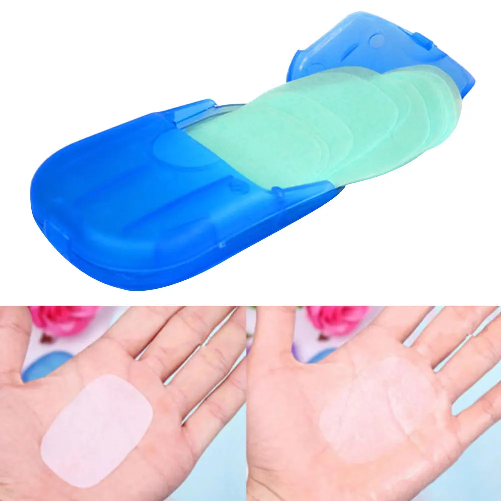 

20Pcs Outdoor Travel Portable Disposable Soap Paper Clean Scented Slice Foaming Box Paper Soap Bathroom Supplies