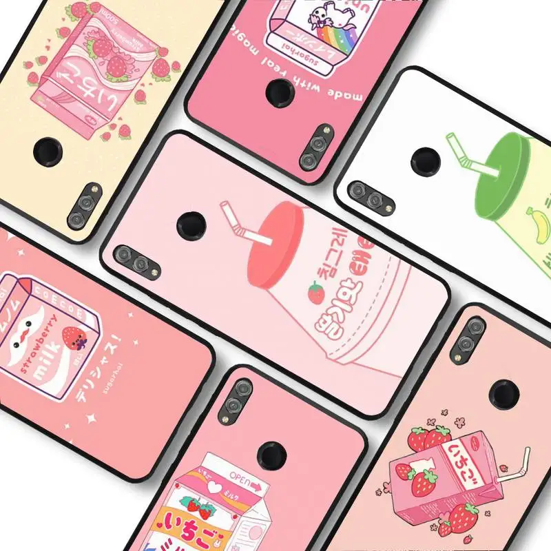 

Kawaii Japanese Strawberry Milk Phone Case For Huawei honor10Lite 10i 20 8x 10 Funda for Honor9lite 9xpro