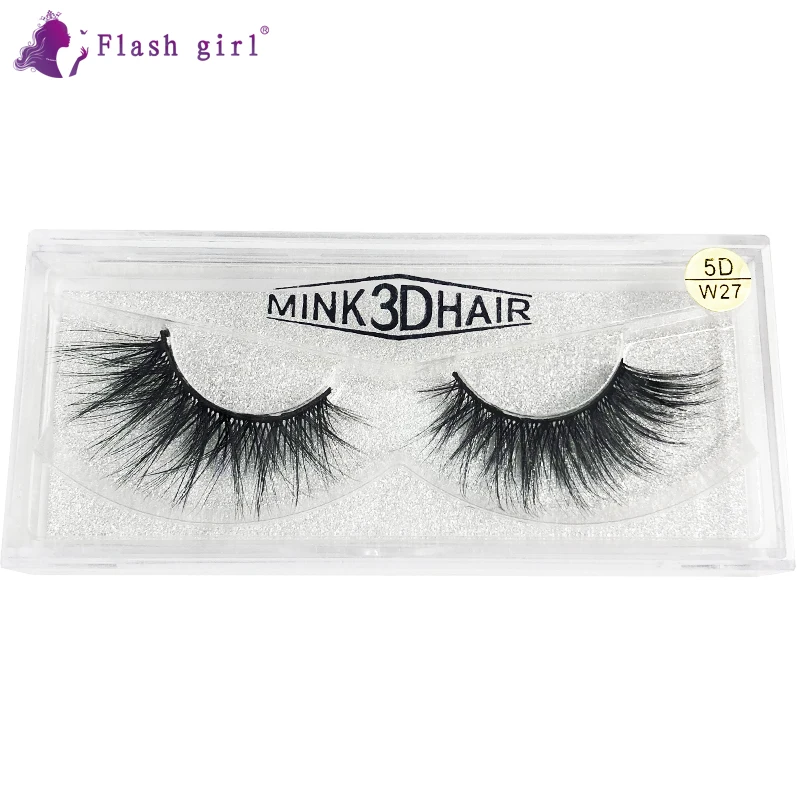 

Flash Girl Newest Design 5D Mink Eyelashes Natural Volume Eyelash Extension Thick Long Fake Eye Lashes Makeup Tools 5D-W27
