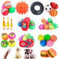 cute dog toys cat clean chew toys pet ball shape hamburger squeaky interactive playing puppy playing training funny chewing toys