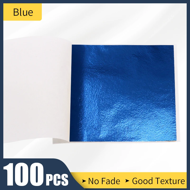 Синие Позолоченные бумажные листы с имитацией золотистого листа 8х8 5см для