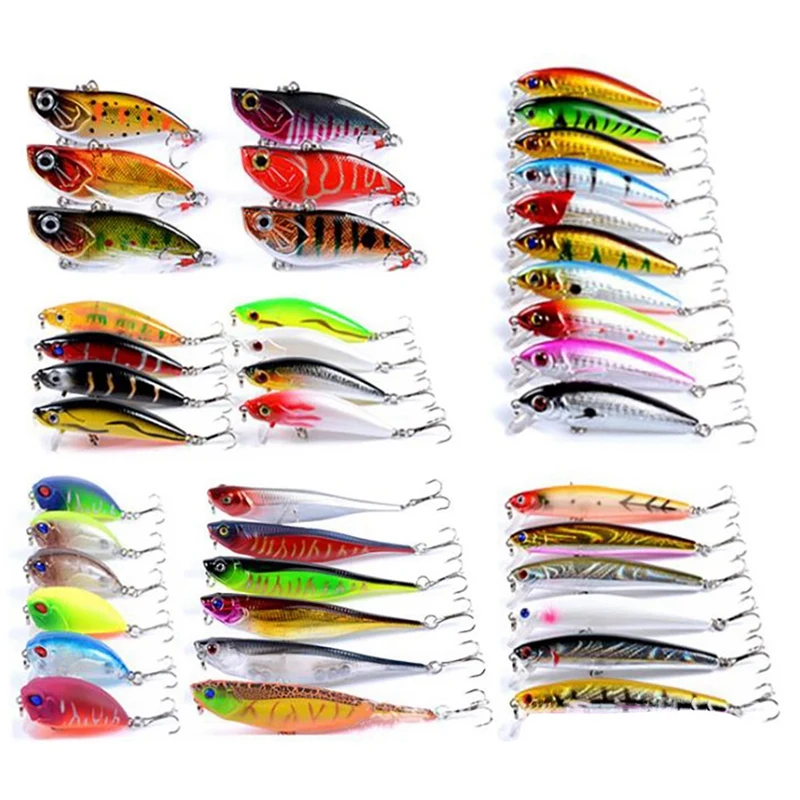 

42Pcs Mixed Fishing Lure Bait Set Wobbler Crankbaits Swimbait Minnow Hard Baits Carp Fishing Tackle