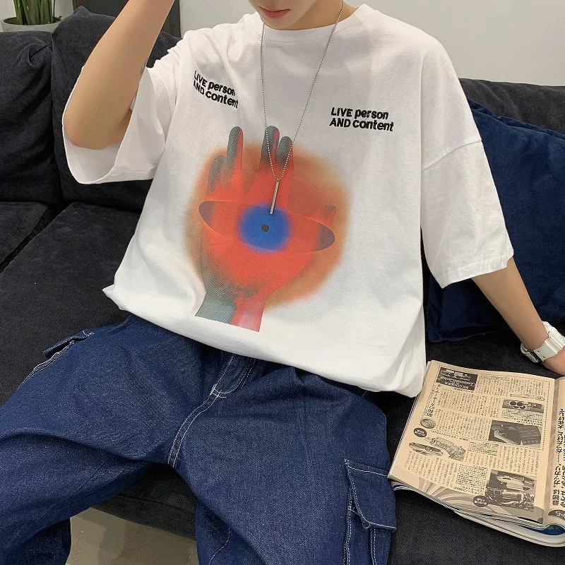 2019 летняя Мужская Новая повседневная футболка с короткими рукавами и принтом